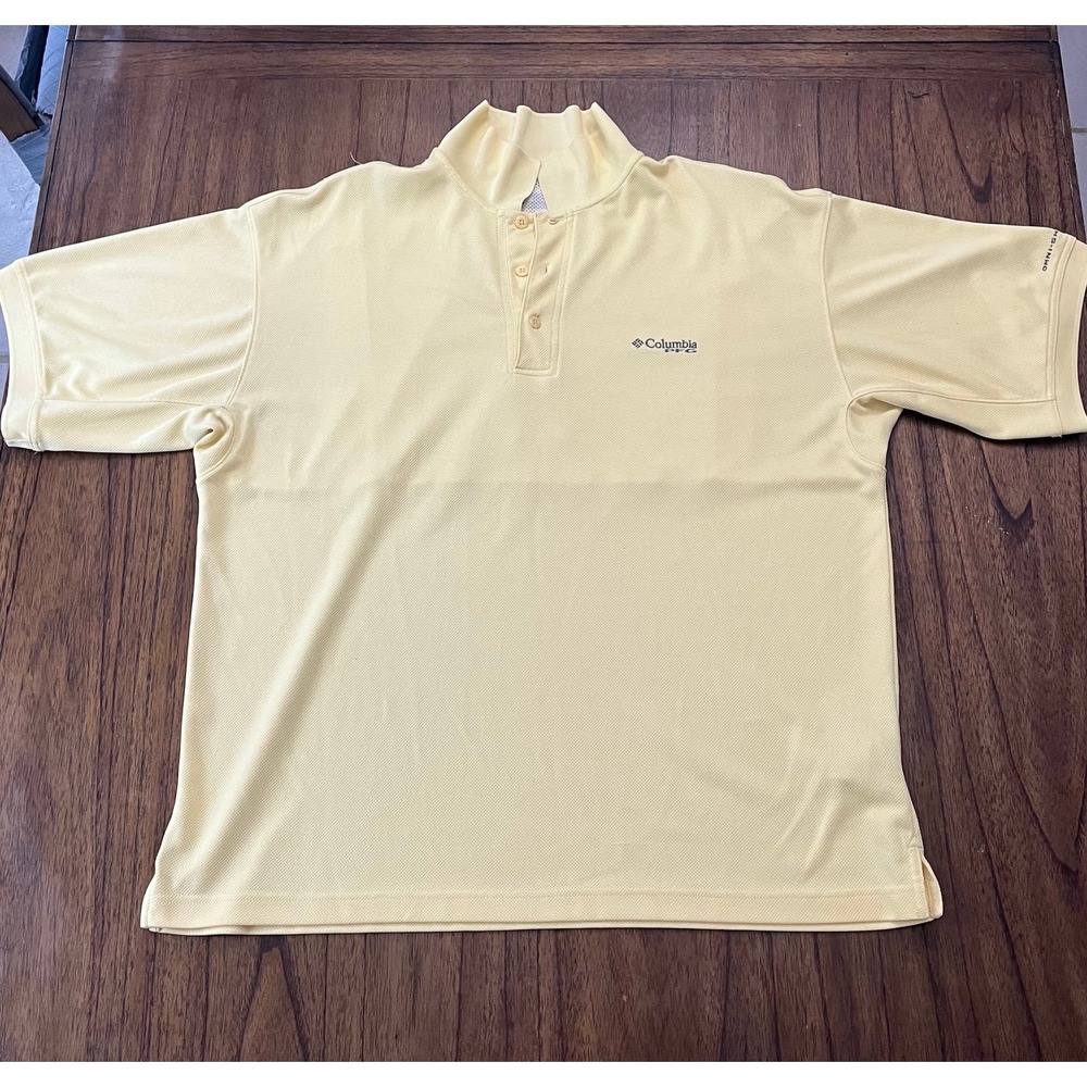 Columbia PFG Mens Yellow Omni-Shade Short Sleeve Fishing Polo Shirt Size XL